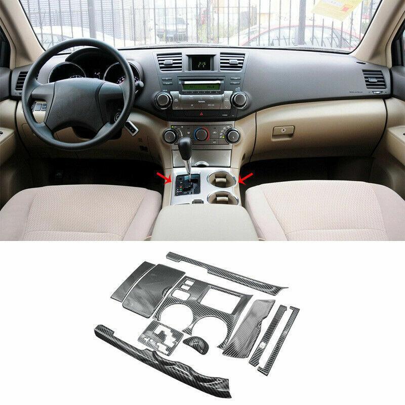 for Toyota Highlander 08-13 Carbon Fiber Central Console Gear Shift Panel Trim