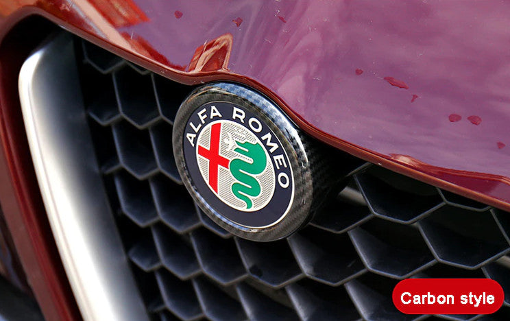 1-pack carbon fiber for Alfa Romeo Giulia front hood cap ring badge logo cover