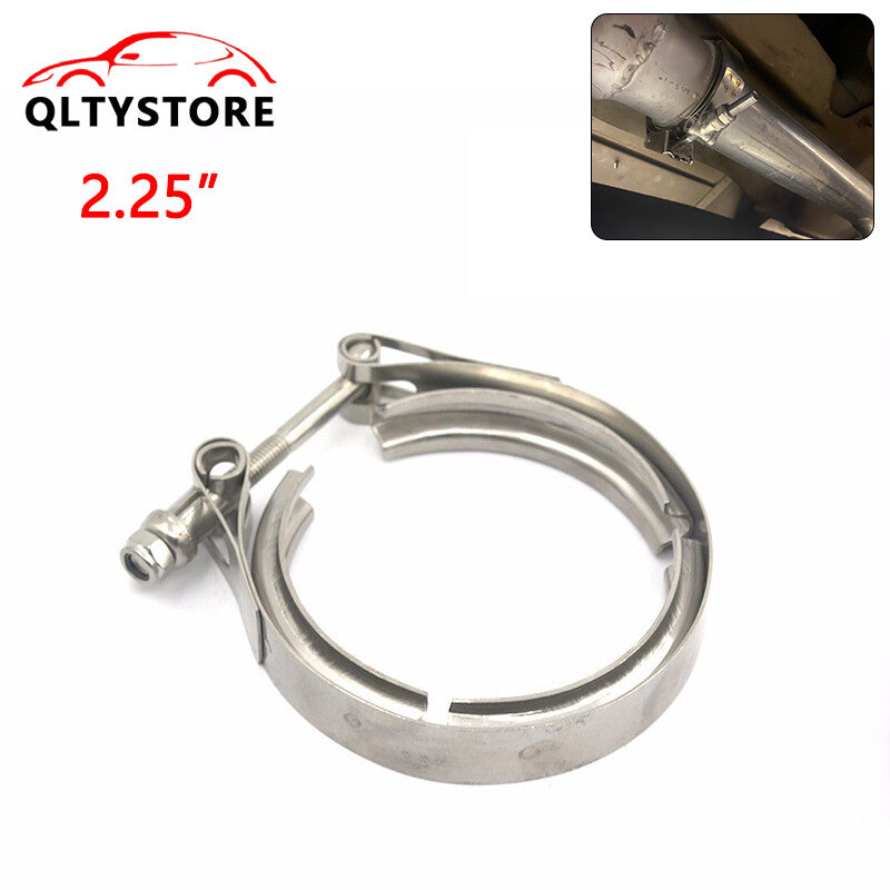 2.25-inch V-band clips in stainless steel suitable for mufflers, turbochargers, and exhaust pipes - Universal
