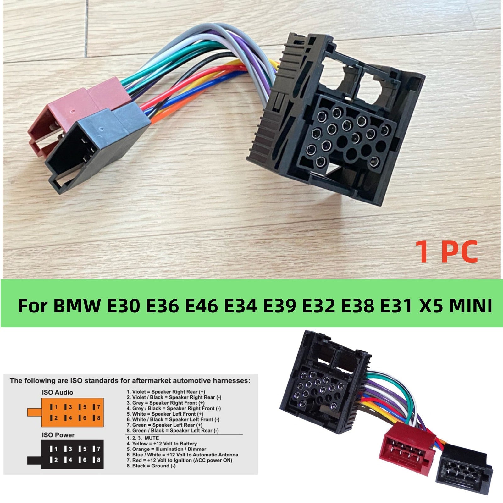 Car Radio ISO Switch Cable Adapter for BMW E30 E36 E46 E34 E32 E38 E31 for X5 for MINI