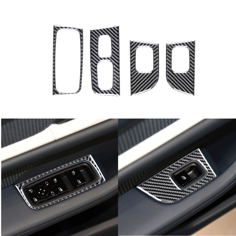 4PCS carbon fiber power window control panel for Porsche Taycan 2019-2022