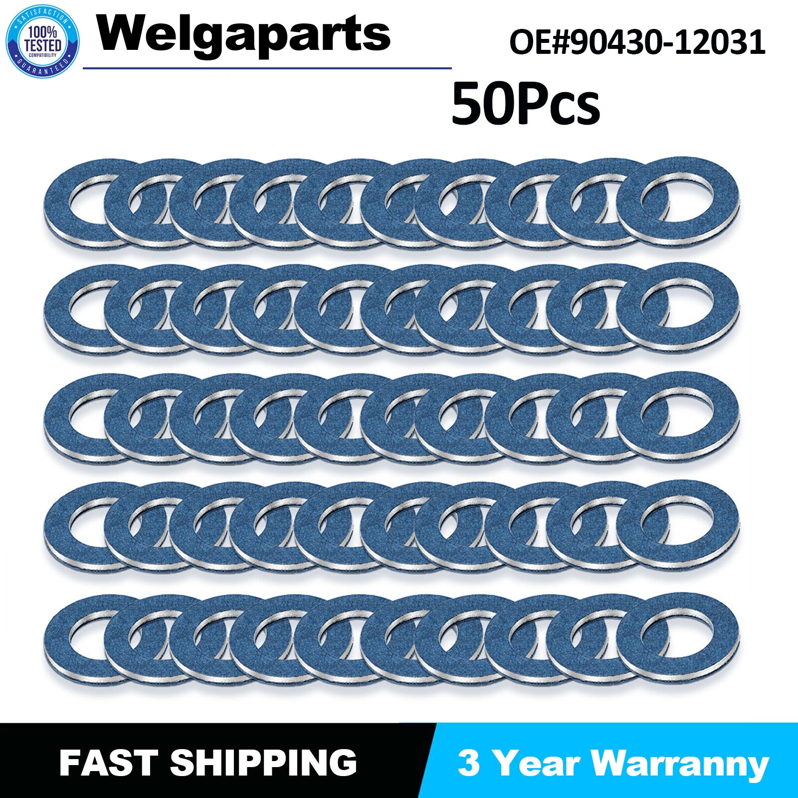 50PCS OIL DRAIN PLUG WASHER GASKETS (P/N 90430-12031) for TOYOTA / for LEXUS / for SCION US