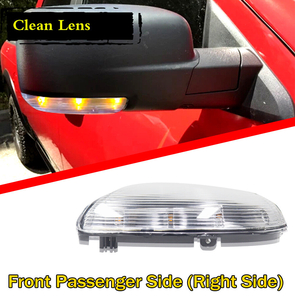 Passenger side mirror indicator lights apply to for Dodge for Ram 1500 (09-14) and 2500 (10-14).