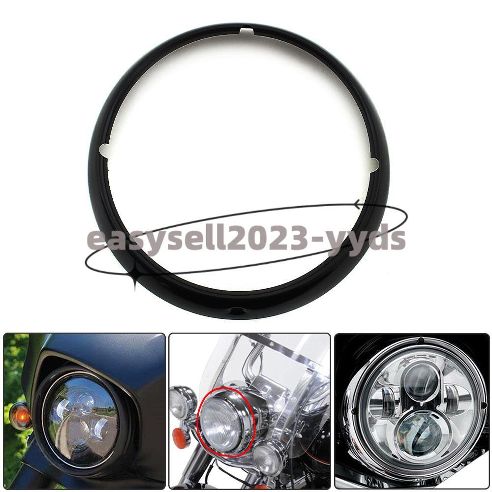 7 Headlight Trim Ring Cover Black for Harley Touring Road King Electra Glide
