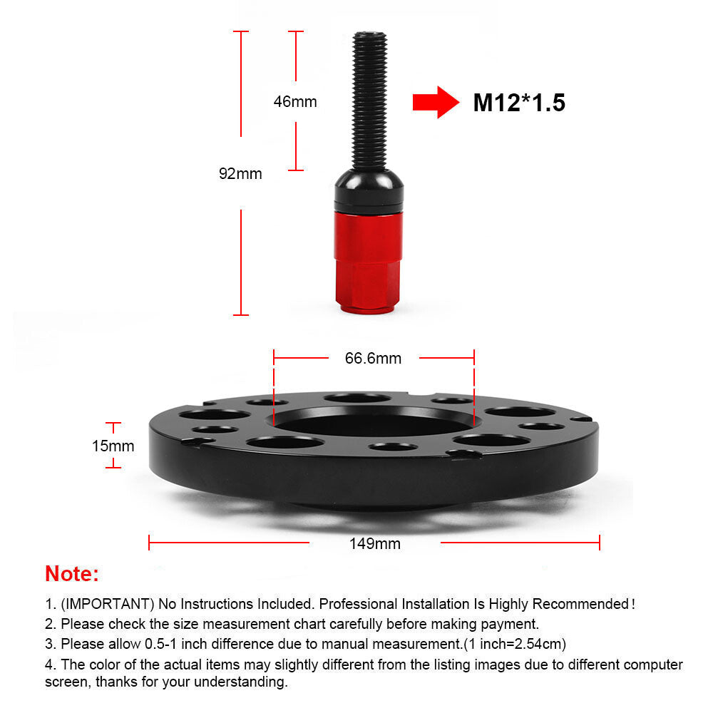 Hub Centric Billet Wheel Spacers Kit for Mercedes-Benz W/M12x1.5 Ball Bolts Red