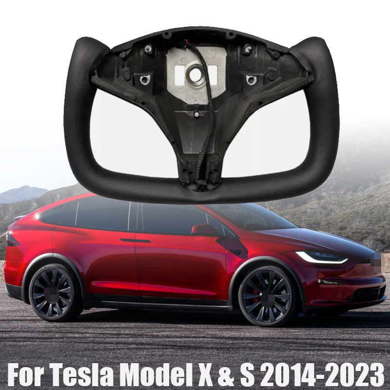 Carbon fiber steering wheel for Tesla Model X S 2014-2023 with heating.