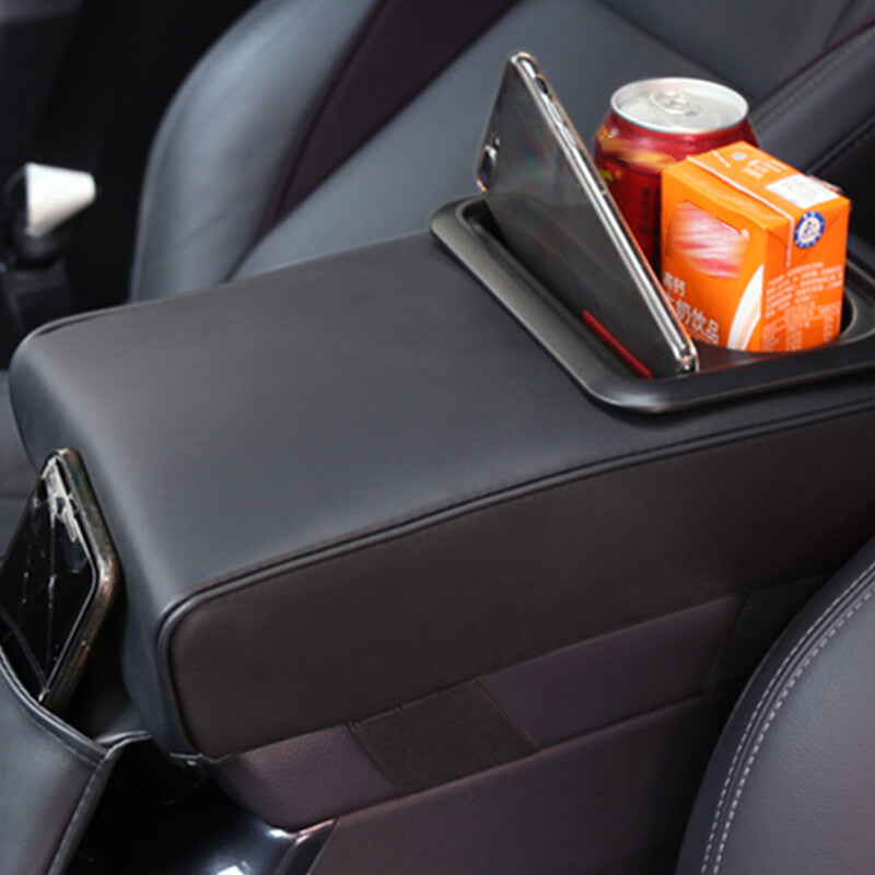 American-style car center console box, cup holder, storage bracket, polyurethane synthetic leather, black
