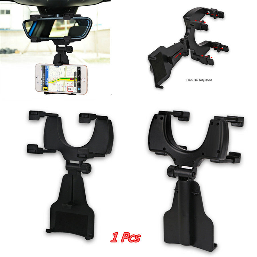Adjustable Car Rearview Mirror Mount Clip Cell Phone GPS Holder Bracket Stands