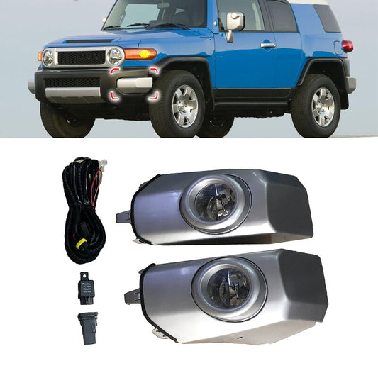 One set of LED fog lights and daytime running lights in silver, suitable for Toyota FJ Cruiser 2007-2017.