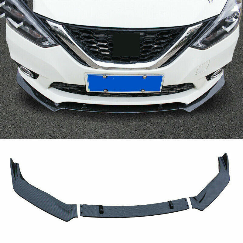 3x For 2016-2019 for Nissan Sentra ABS Carbon Look Front Bumper Body Kit Spoiler Lip