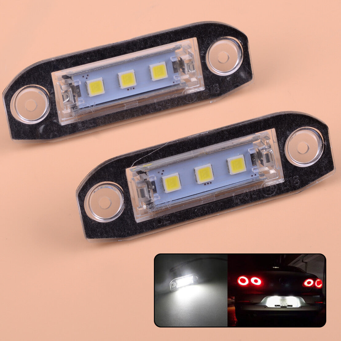 2x 3 LED Number License Plate Light Lamp Fit for Volvo S80 S60 C70 V70 XC90 XC60