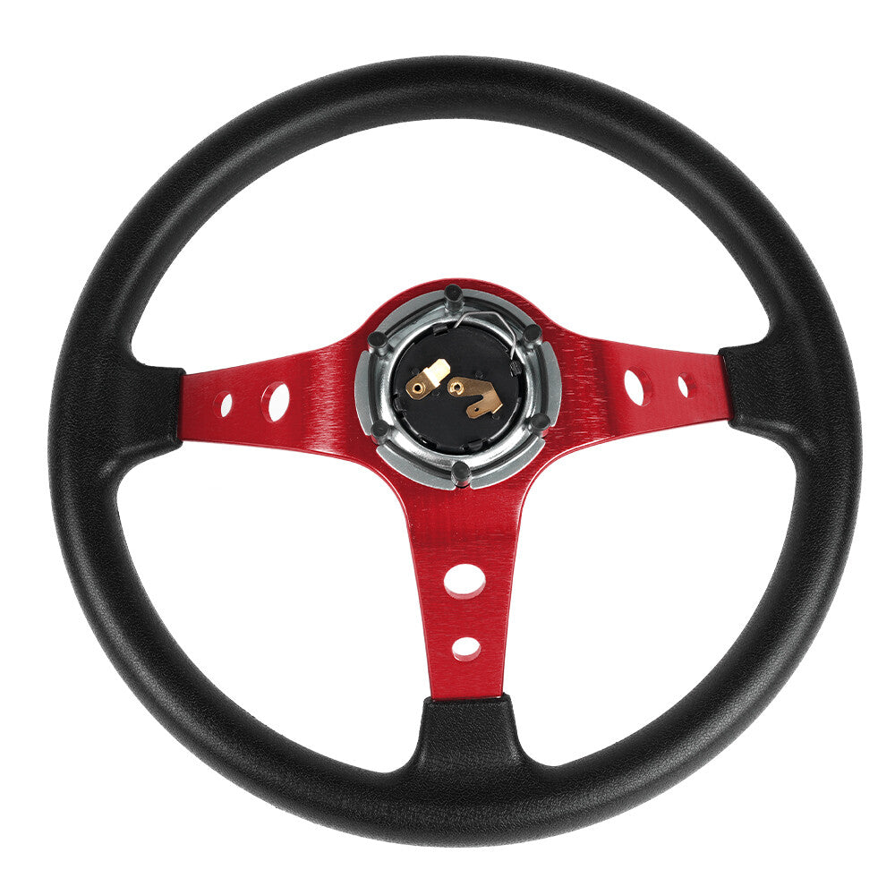 Red Universal 13 Vinyl Grip Steering Wheel Aluminum Racing style