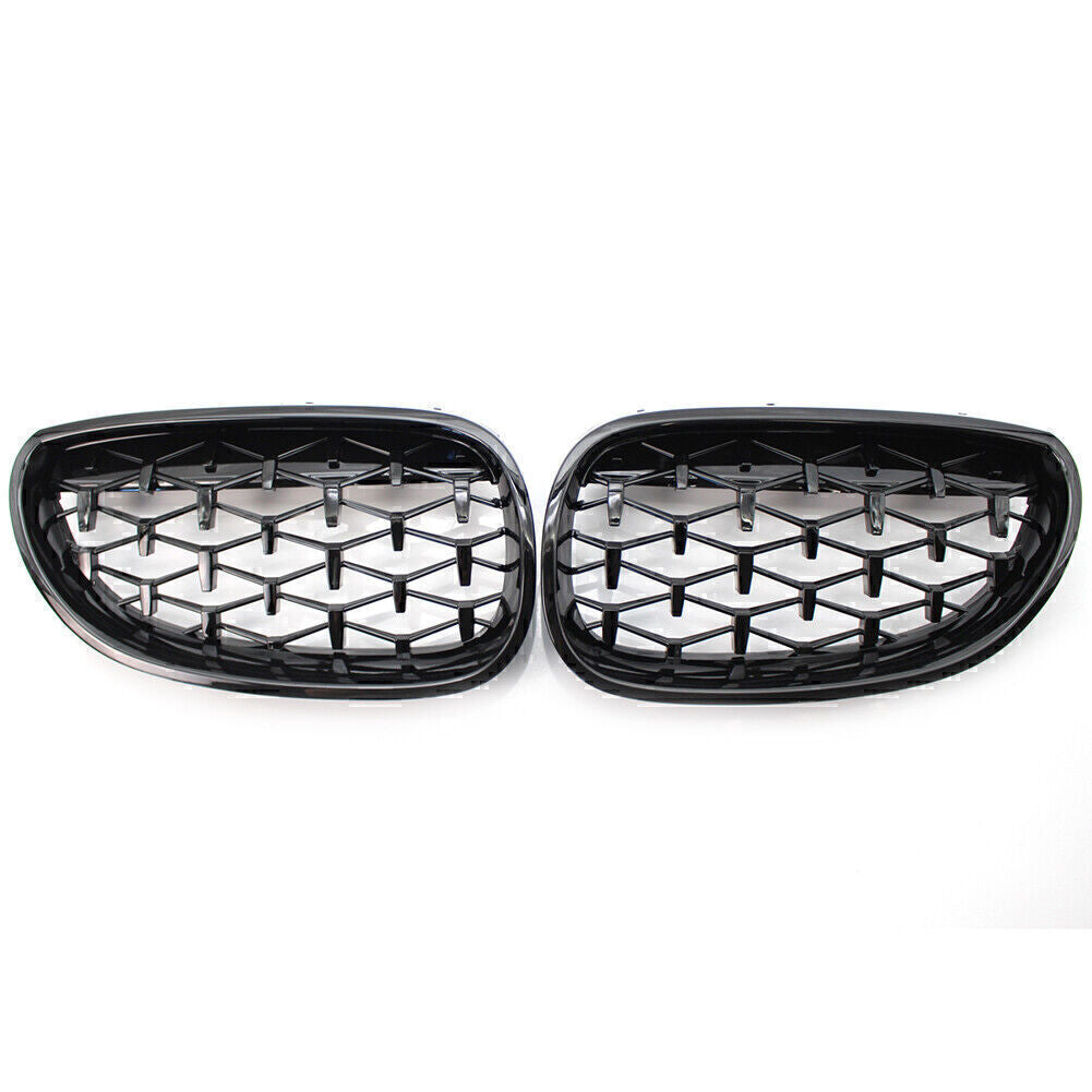 Front Kidney Grill Diamond Meteor Fit for BMW E60 5 Series 2003-2009 Gloss Black