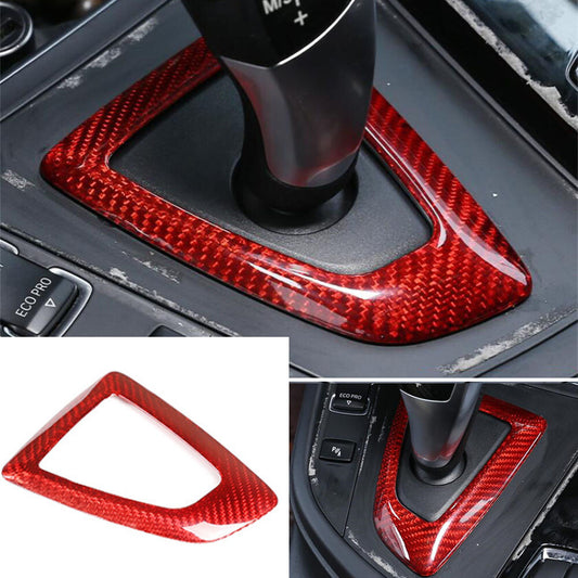 Red Carbon Fiber Gear Shift Box Cover for BMW 1 2 3 4 Series 3GT F30 F34 2013-19