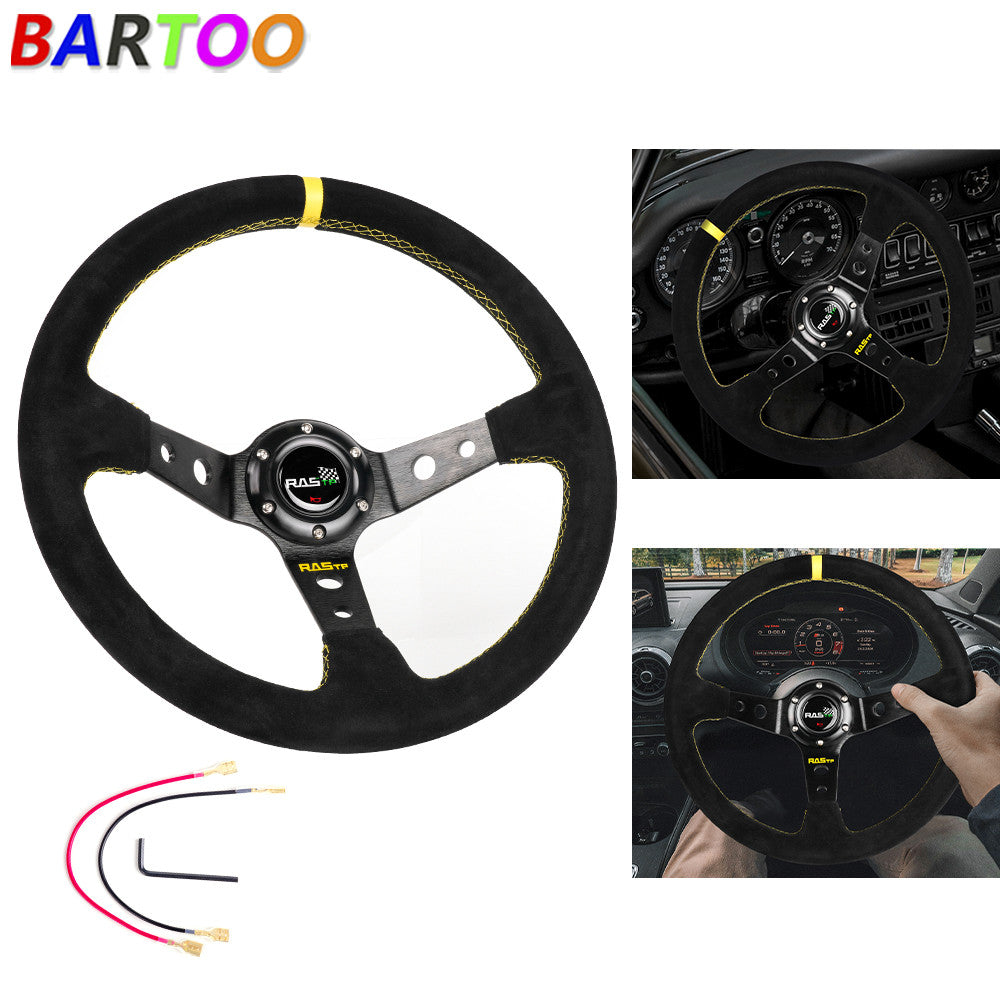 Universal 14¡± 350mm Deep Steering Wheel with Suede Leather Drifting 6 Bolt