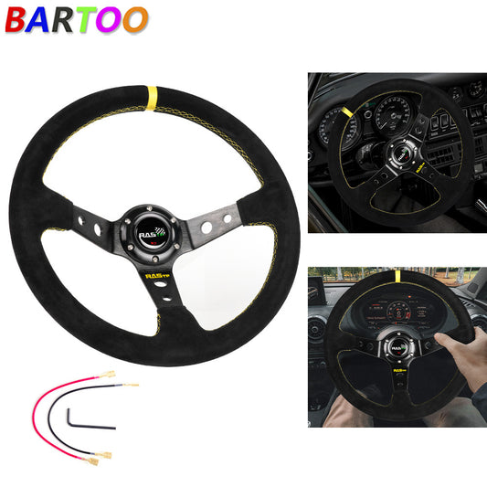 Universal 14¡± 350mm Deep Steering Wheel with Suede Leather Drifting 6 Bolt