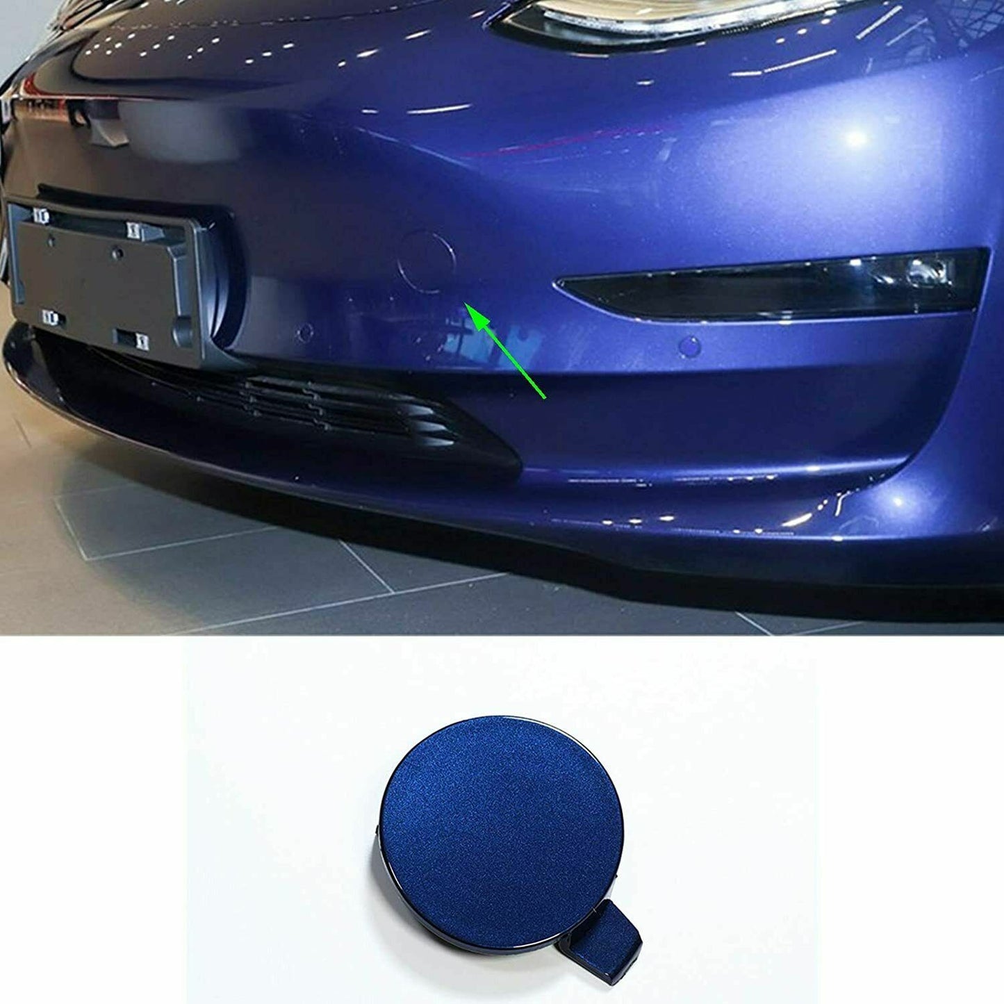 Front Bumper Tow Trailer Eye Cap Tow Hook Cover for Tesla Model 3 2017-2022 BLUE