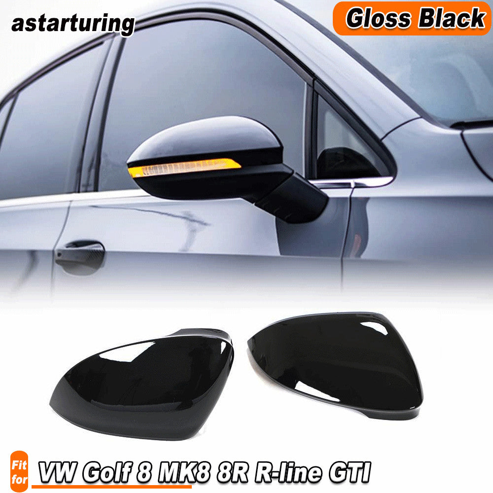 for VW for Golf 8 MK8 8R R-line GTI W/ Lane Assist Gloss Black Wing Mirror Cover Cap