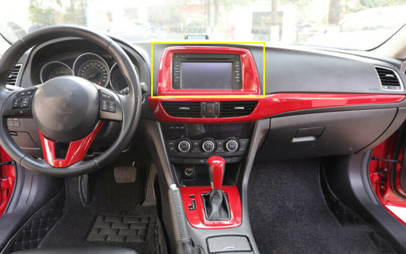 for Mazda 6 Atenza 14-2016 Red Carbon Fiber Middle Console Navigation Cover Trim