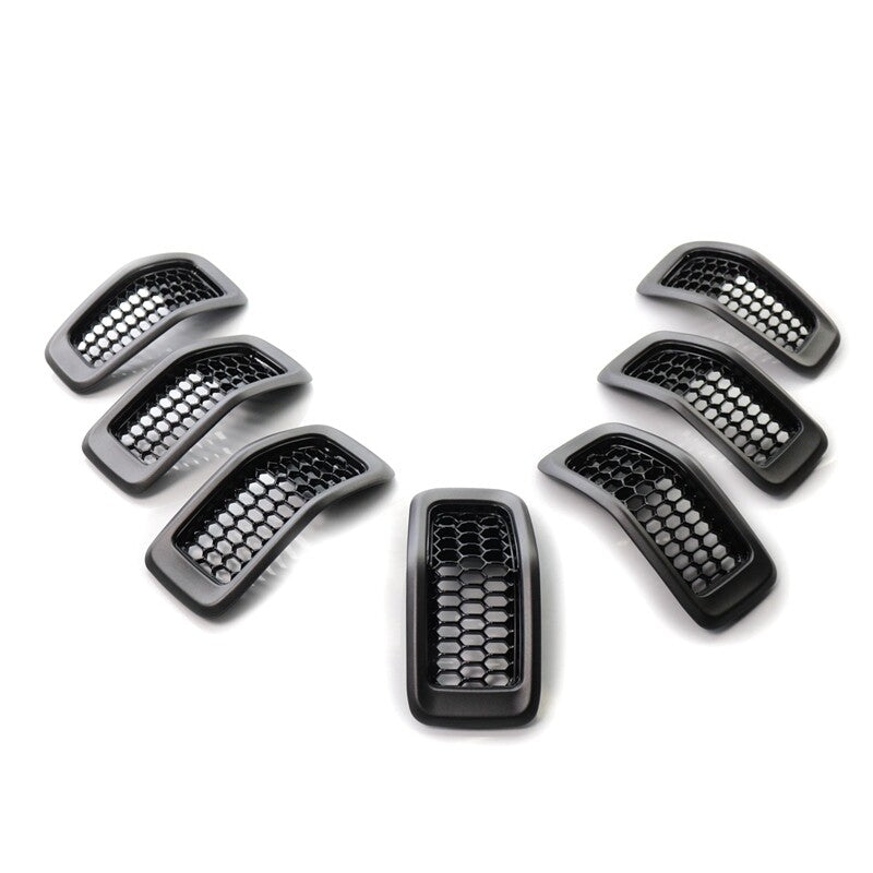 Grey front grille honeycomb insert barbecue cap trim for Jeep Cherokee 2014 - 2018
