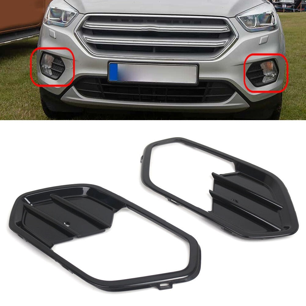 1Pair Front Bumper Fog Light Cover Trim Bezel for Ford Escape Kuga 2017-2019