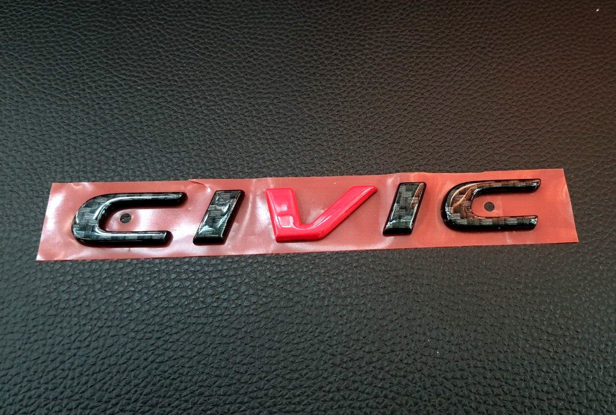 Civilian FC FK CARBON V Red Embroidered Badge Applicable to Rear for Honda for Civic FC FK 2015-21