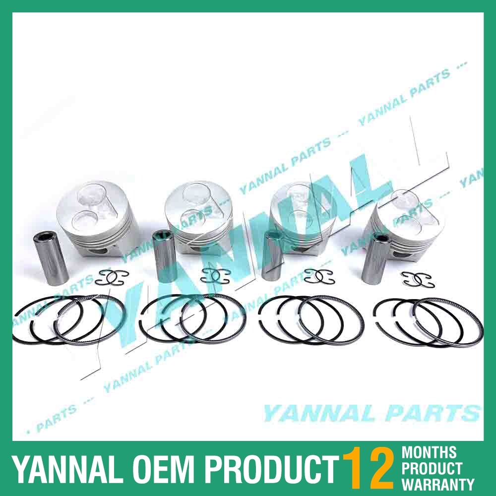 4-piece piston pack with piston rings + 0.5 mm for Kubota V2203IDI 16423-21910 (oversized)