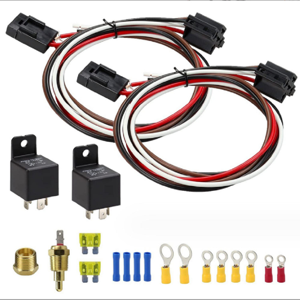 Dual Electric Fan Wiring Kit Fan Relay Kit Thermostat Radiator Fan Sensor Switch