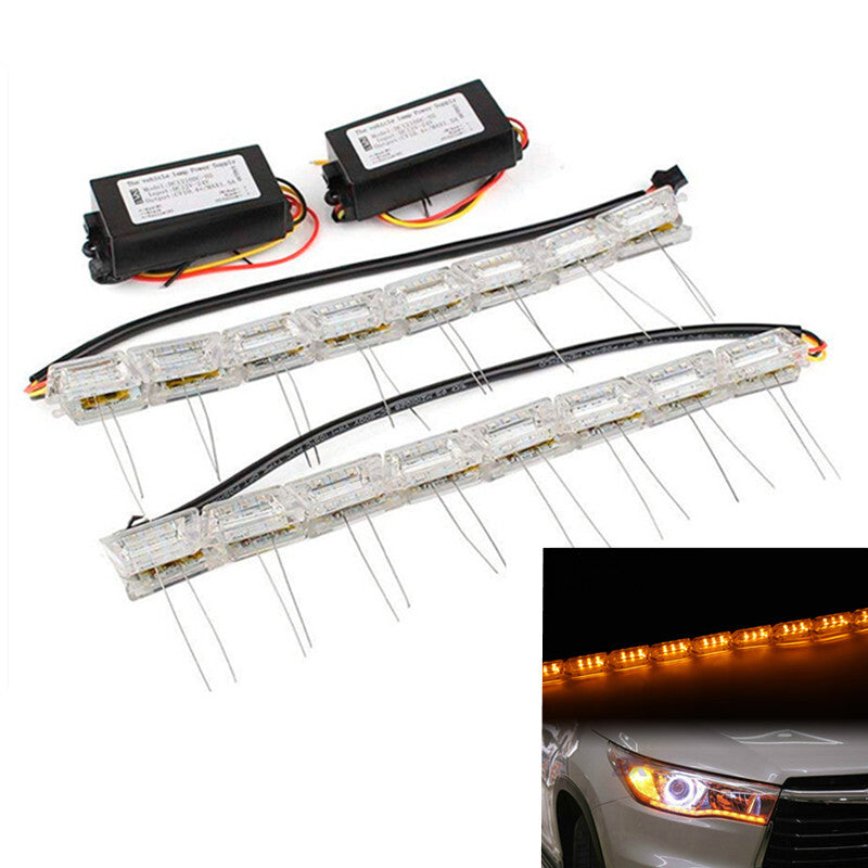 2Pcs Car LED DRL Flexible Tear Drop Turn Signal Lamp Fog Strip Bar Turn Light