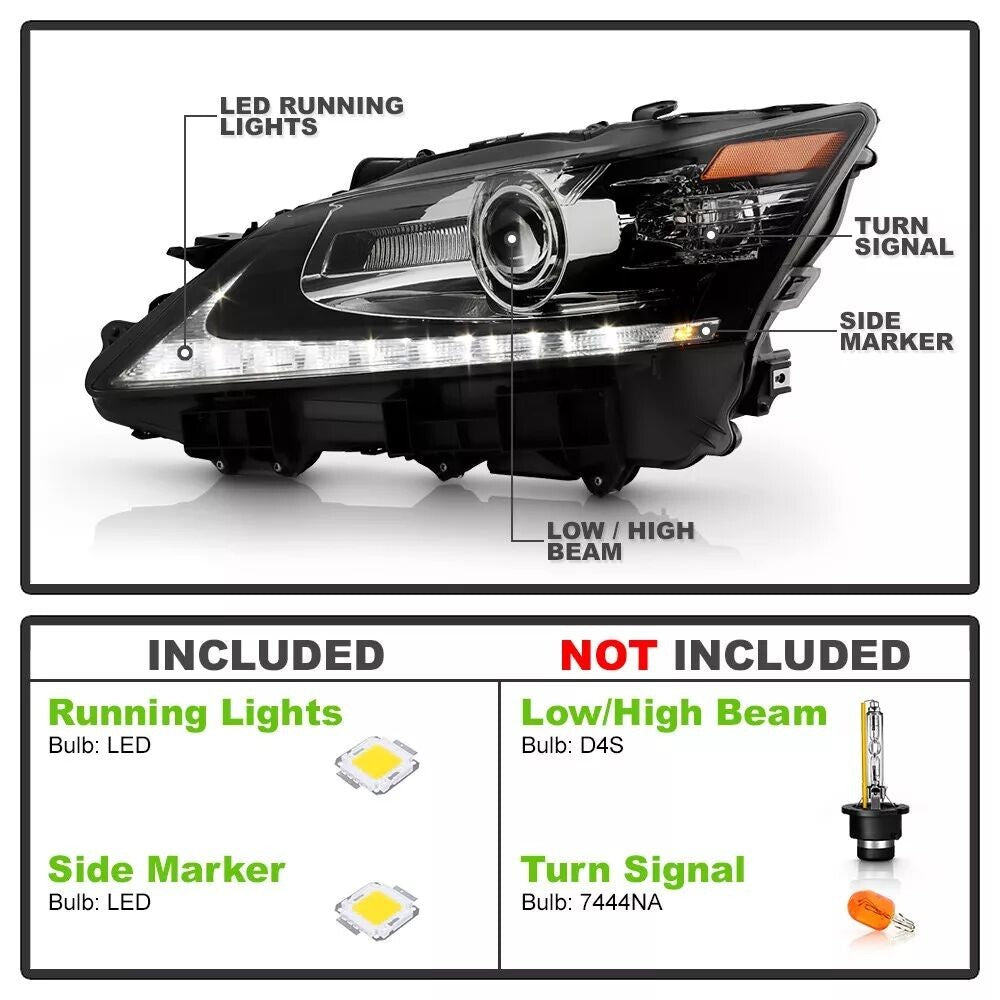 Driver Side For 13-15 for Lexus GS350 GS450h HID w/o AFS LED DRL Projector Headlight