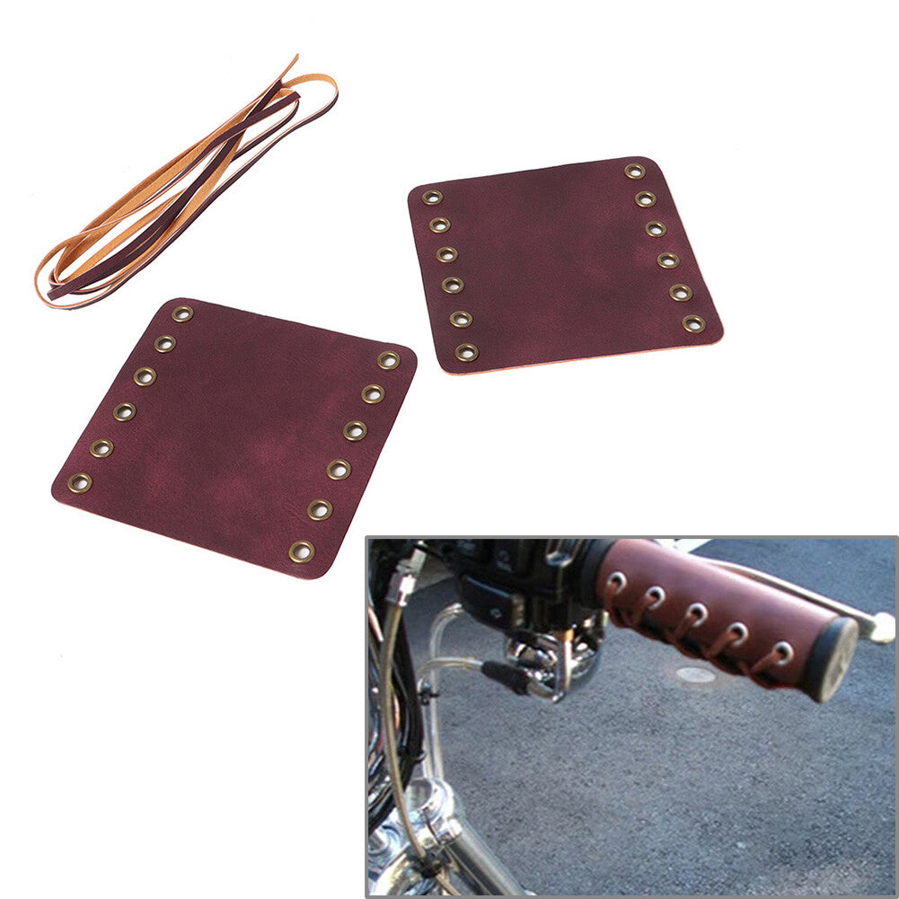 Leder-Handgriffabdeckungen Retro-Wraps-Schutz f¨¹r for Harley Cafe Racer Weinrot