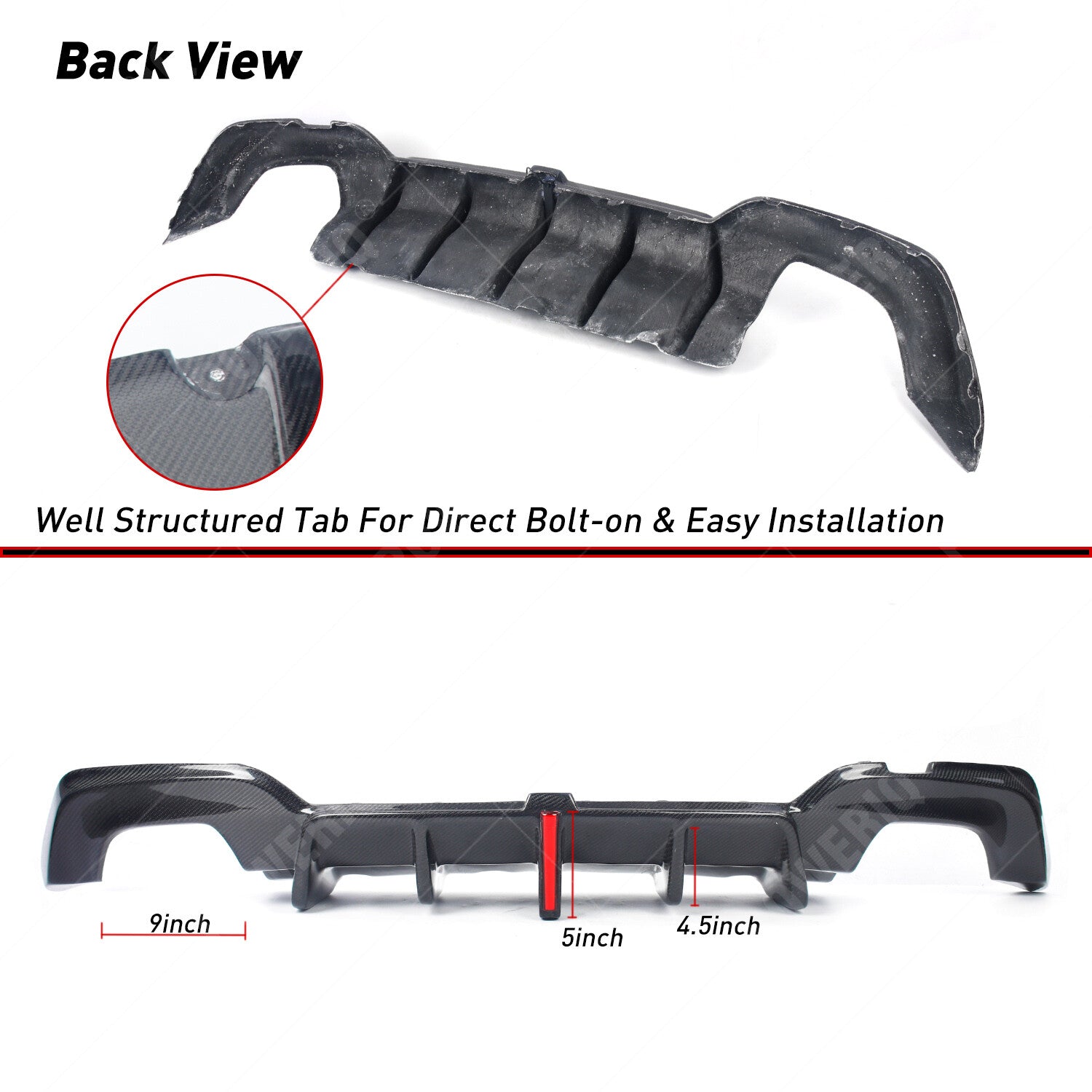 CARBON FIBER LED REAR DIFFUSER+SIDE EXTENSION FOR 19-22 for BMW G20 3 SERIES K STYLE