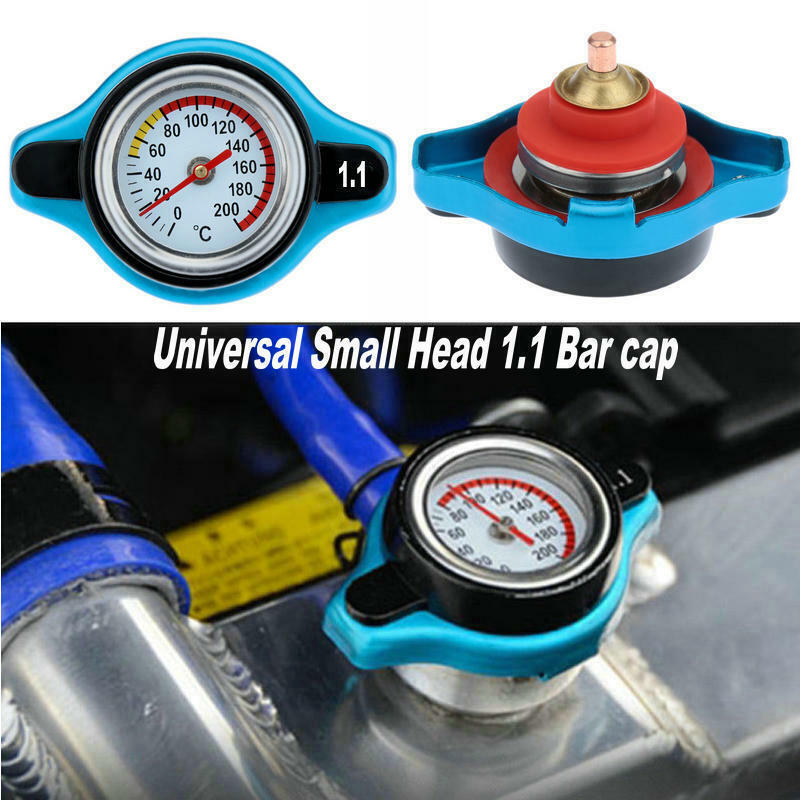 Blue Small Head Thermostatic Radiator Cap Cover Water Temp Gauge 1.1 BAR For Car