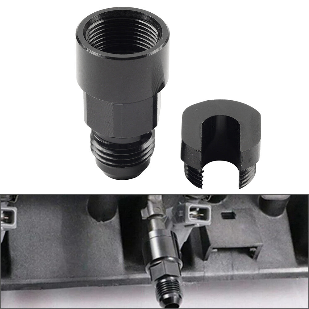 Black 6AN Male to 3/8 Quick Disconnect EFI Fuel Rail Adapter Fitting For GM LS