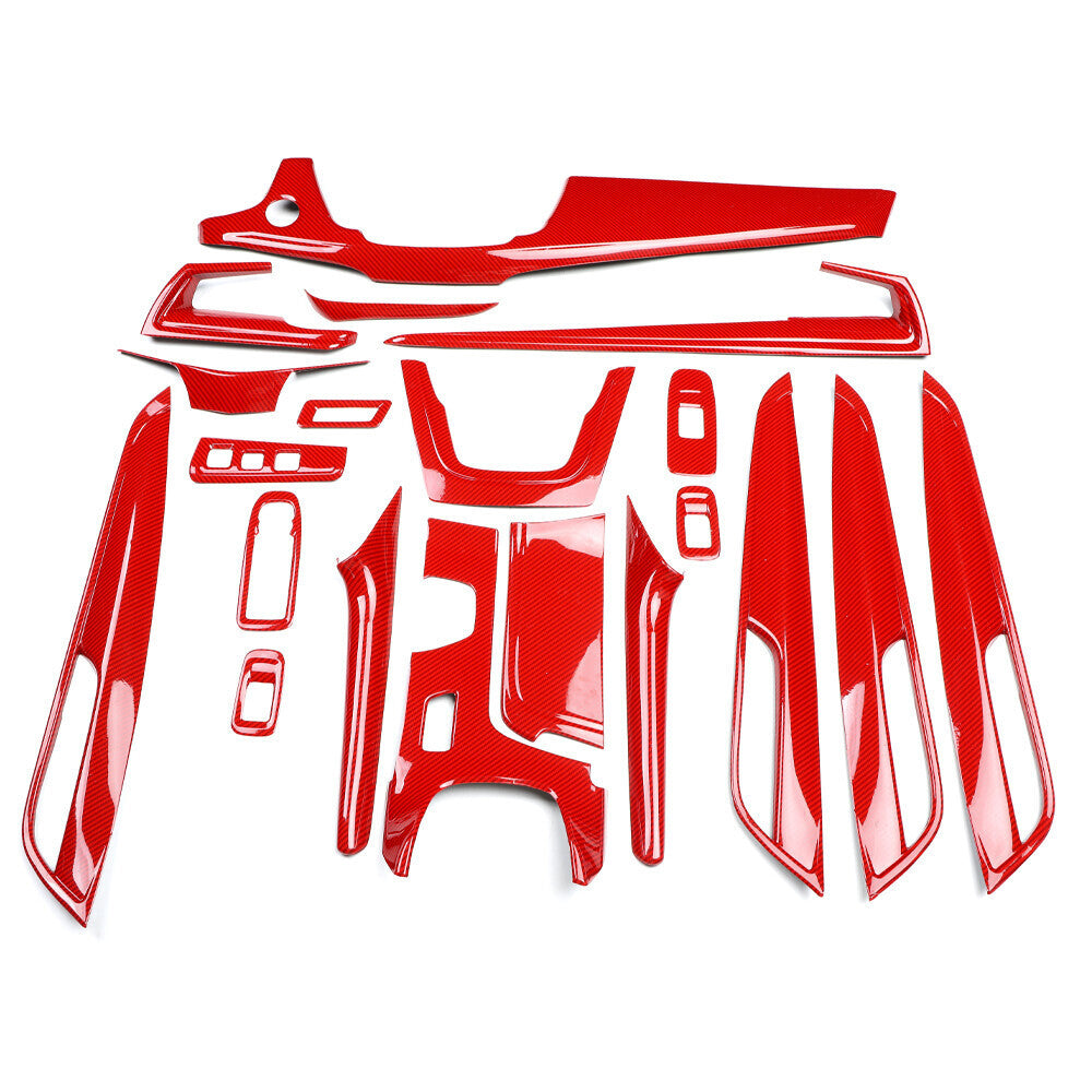 for Cadillac XT5 2017-19 Red Carbon Fiber Interior Decoration Frame Cover Trims