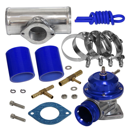 30PSI Blow Off Valve BOV +Type RS 2.5 Flange Pipe Adapter Silicone Hose Kit BL