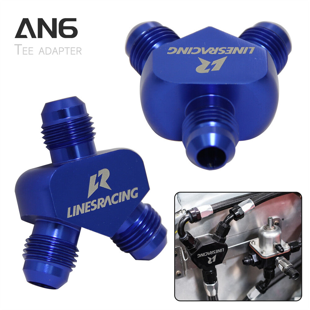 2pcs x AN6 AN-6 Inlet AN6 6AN Outlet Y Block Car Aluminum Fittings Adapter Blue