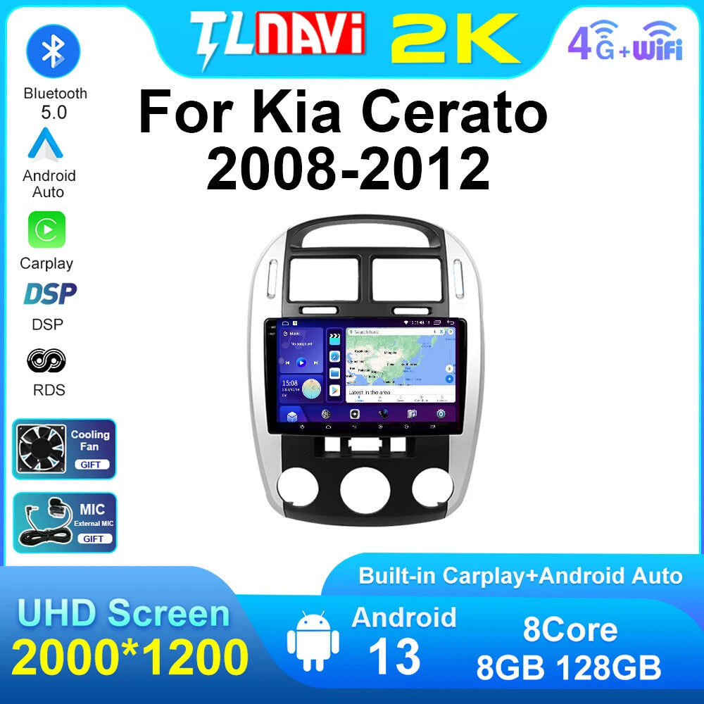 for Kia Cerato 2008-2012 Android Car Radio CarPlay Multimedia GPS Player Screen