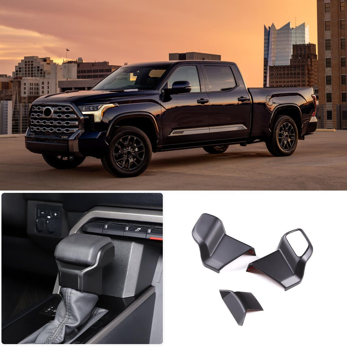 ABS matte black exterior mirror cap trim for Toyota Tenderra 2022 - 2023