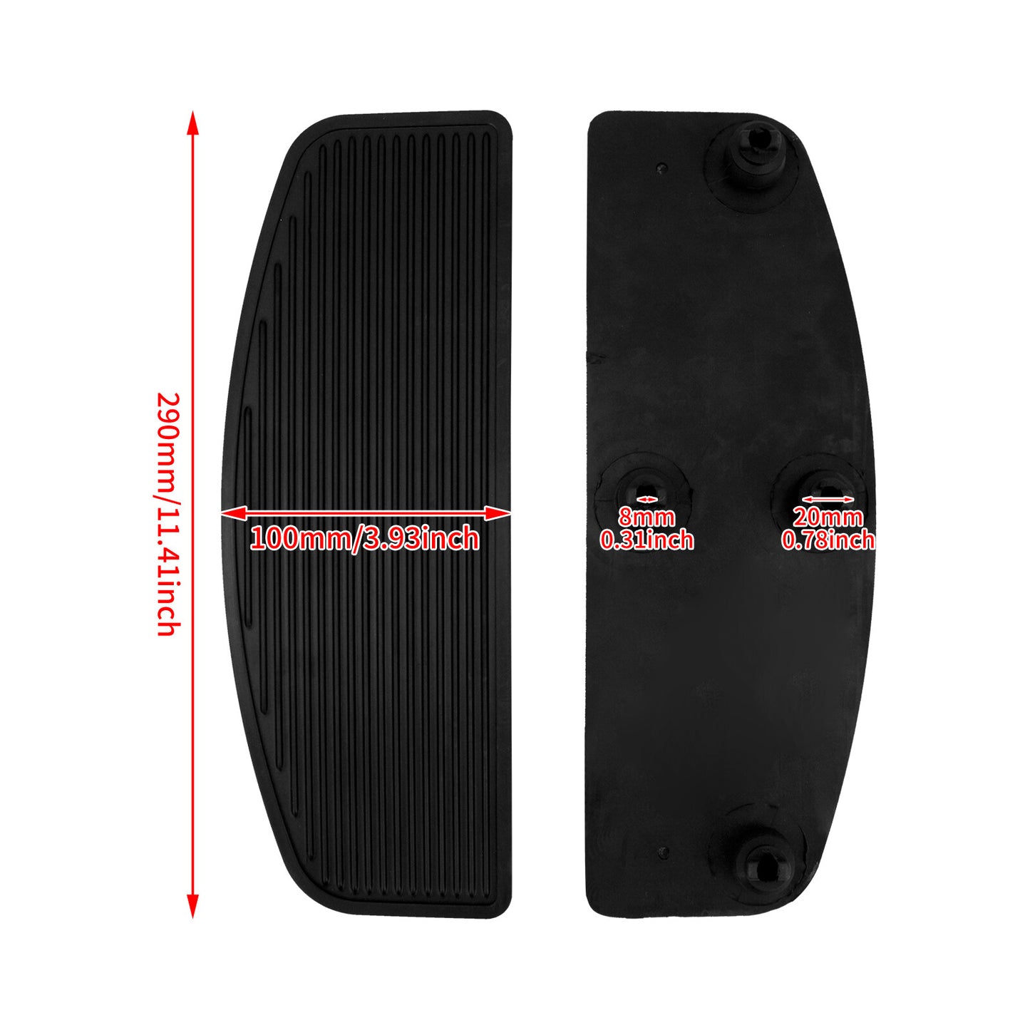 Front Driver Rubber Insert Floorboards Pads for Harley Electra Road Glide Dyna