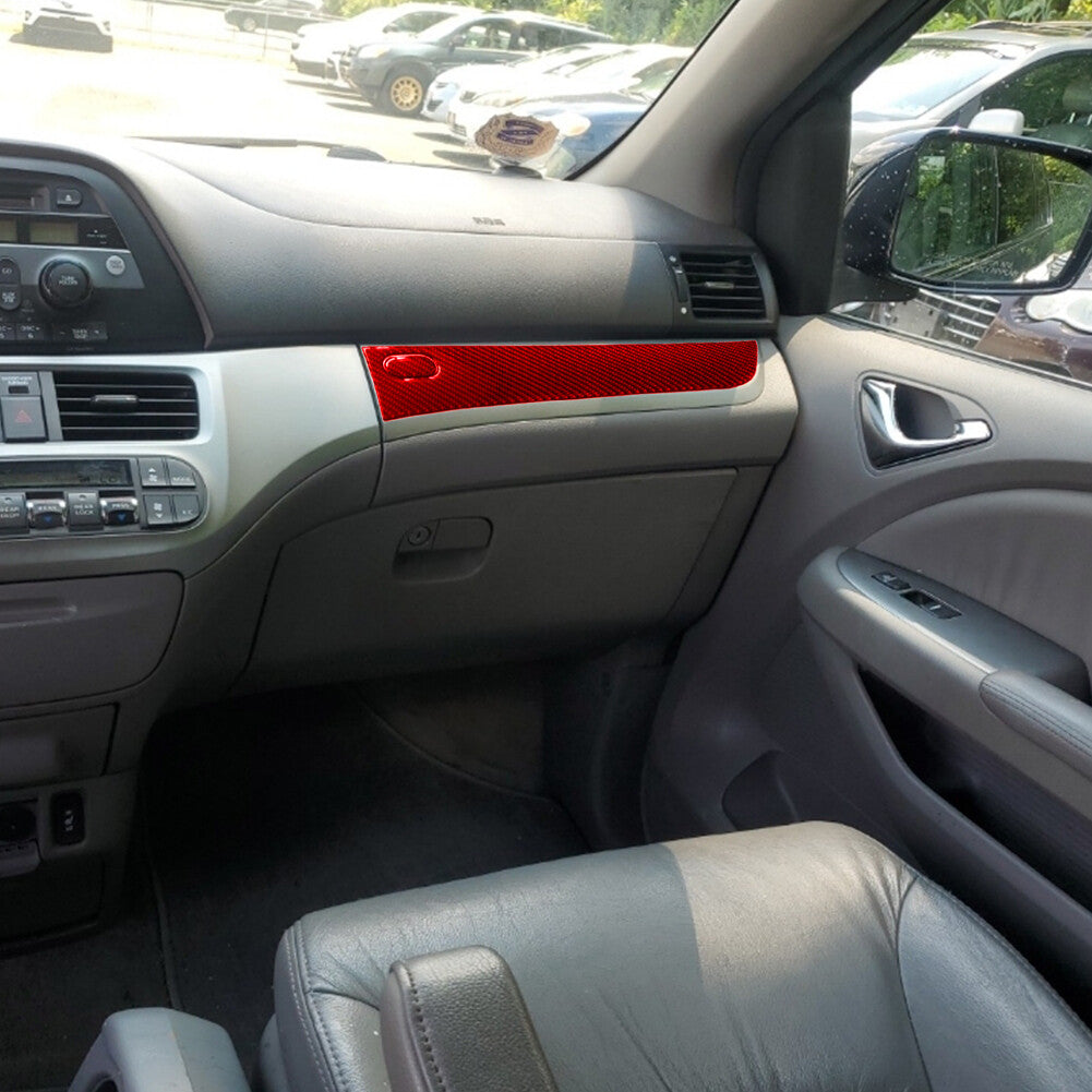Red Carbon Fiber Copilot Dashboard Panel Cover Trim for Honda Odyssey 2005-2010