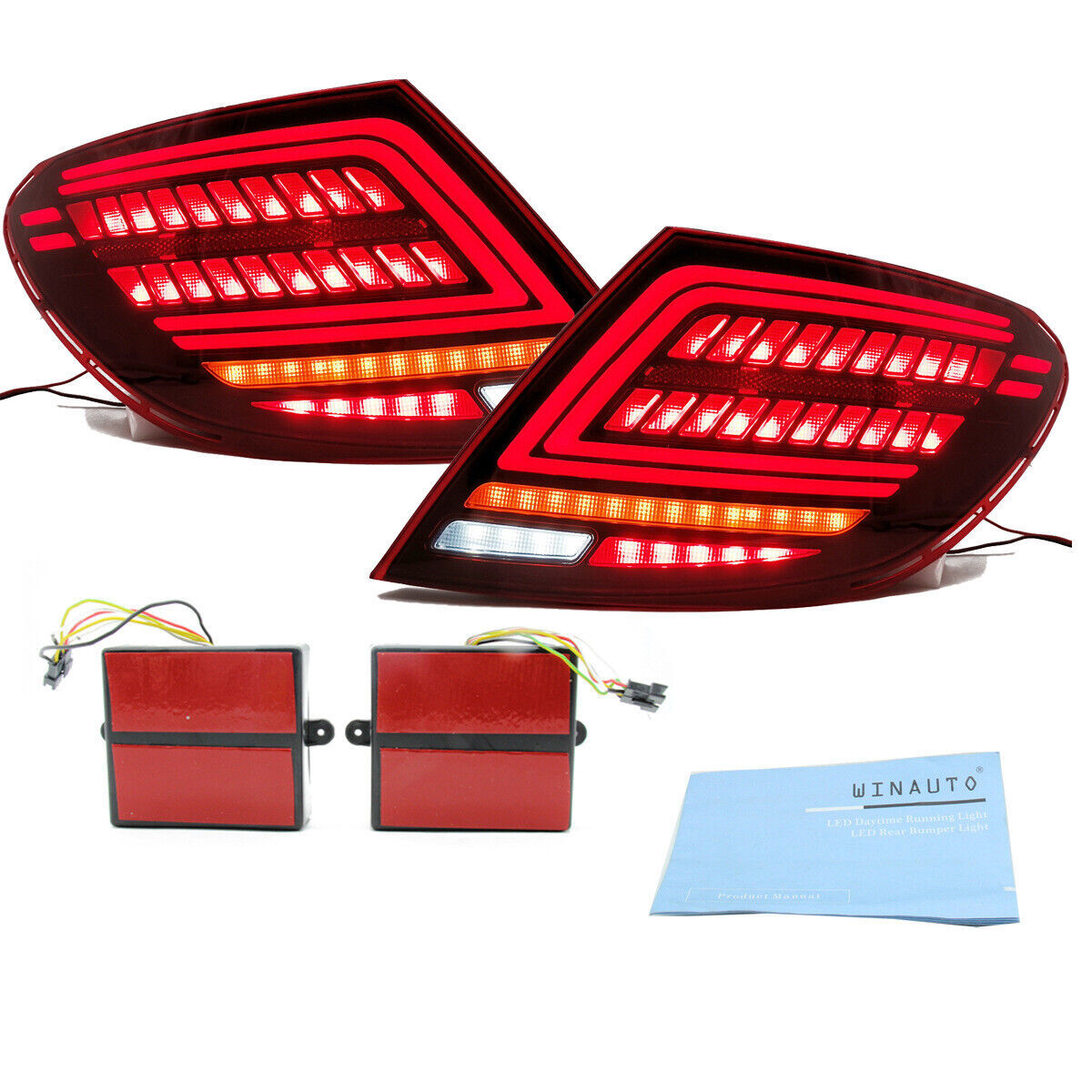 Dynamic smoked LED taillights for Mercedes W204, C250, and C300 (2007-2014).