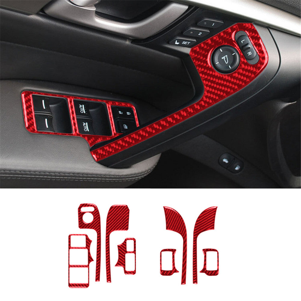 8Pcs Red Carbon Fiber Interior Door Handle Cover Sticker for ACURA TL 2009-2014