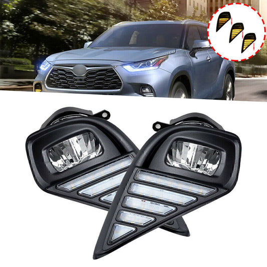 LED Daytime Running Light DRL Turn Signal Fog Lamp For 20-21 for Toyota Highlander