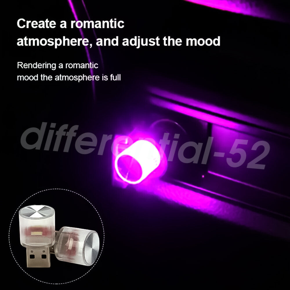 2Pcs x 7 Color Car Interior Accessories Light Neon Atmosphere Parts for Mini USB LED