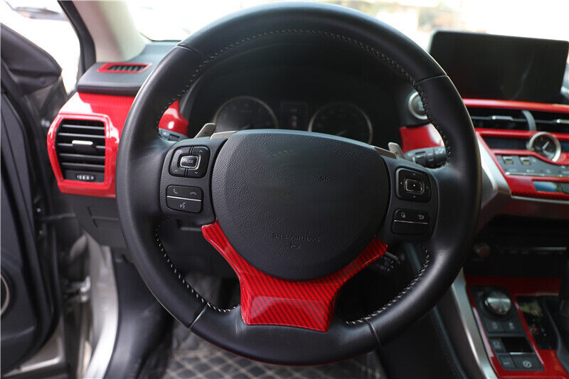 Steering Wheel U Type Cover Trim Interior for Lexus NX 2015-20 Red Carbon Fiber