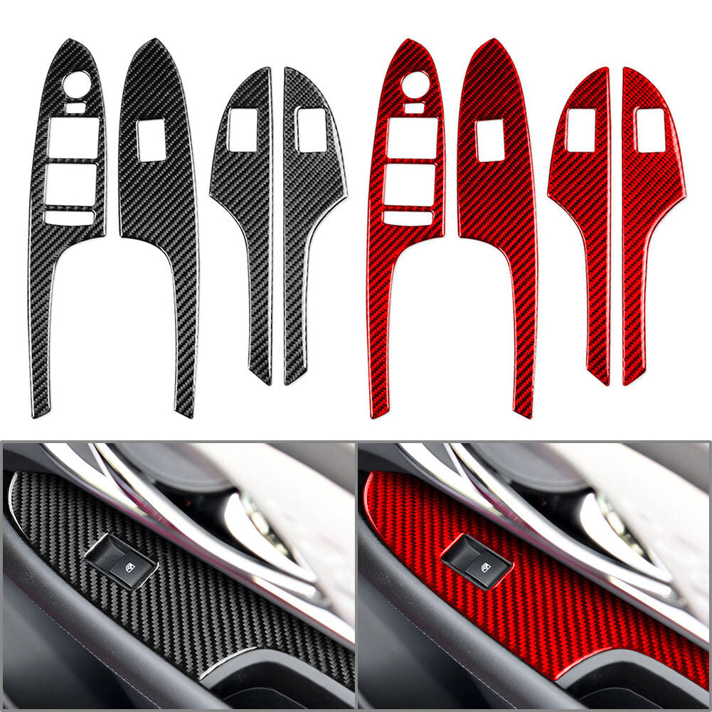 Carbon Fiber Interior Window Lift Switch Cover Trim for Cadillac ATS ATS-L 13-19