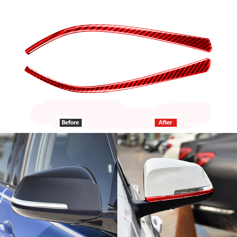 Red Carbon Fiber Rearview Mirror Anti-collision Trim Cover for BMW F30 2013-2019