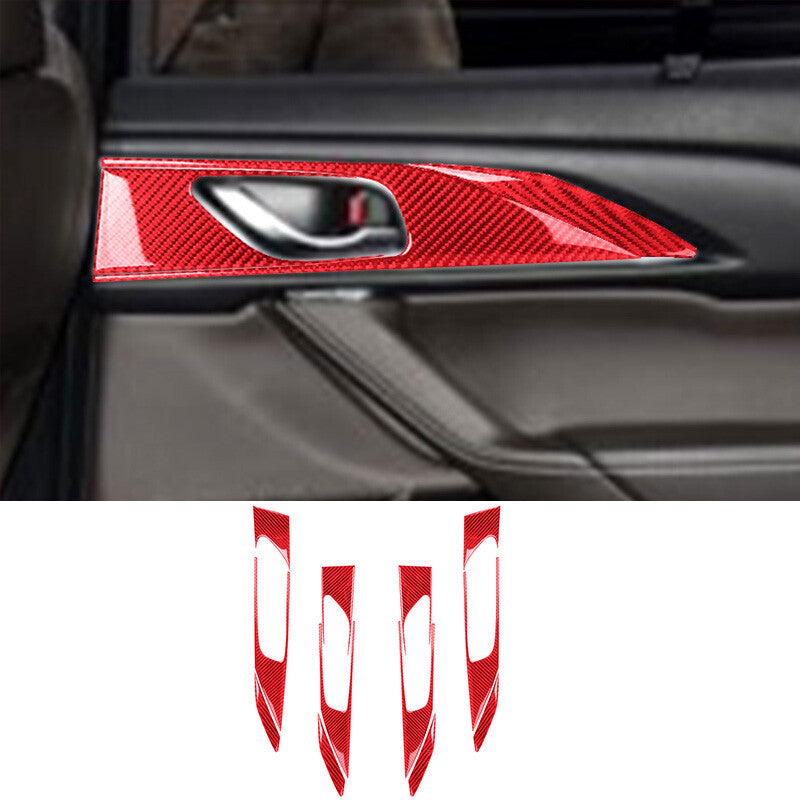 12Pcs Red Carbon Fiber Interior Door Handle Cover Trim for Mazda CX-9 2016-2022