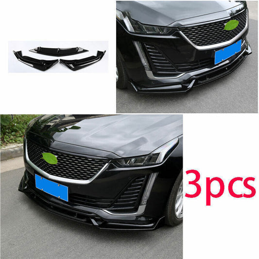 Front Bumper Lip Spoiler Bodykit Refit Black 3P Fit for Cadillac CT5 2020-2024